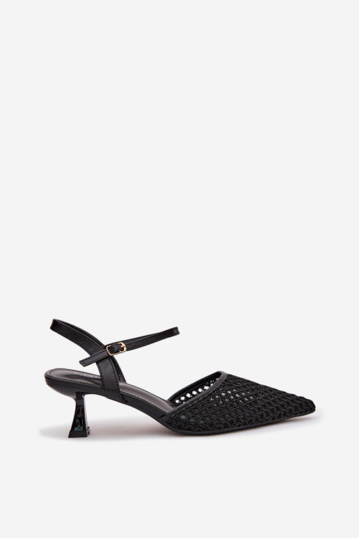 Damensandalen mit Absätzen mit Netz schZuarze Farbe Brilora