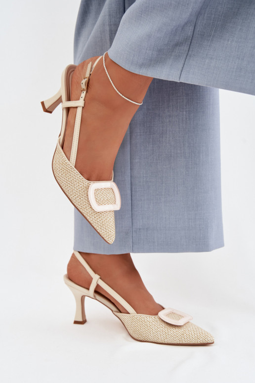 Damensandalen mit Absätzen Mit Dekorationen Element Beige Eslina