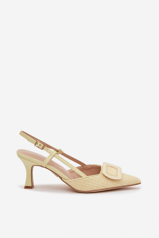 Damensandalen mit Absätzen Mit Dekorationen Element gelbe Farbe Eslina