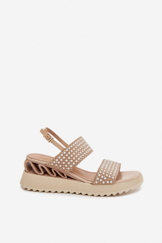 Haut INildledersandalen Mit Dekoration D&A CR61-3067 Beige