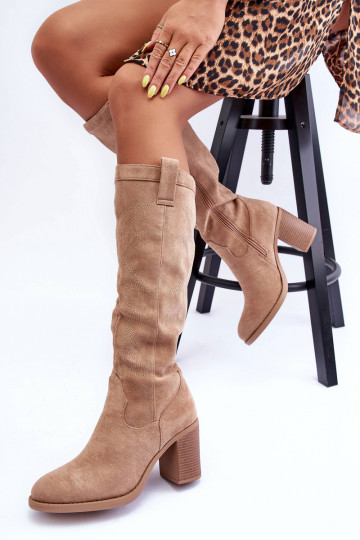 aus INildleder Damenstiefel mit Absätzen Beige Khabira