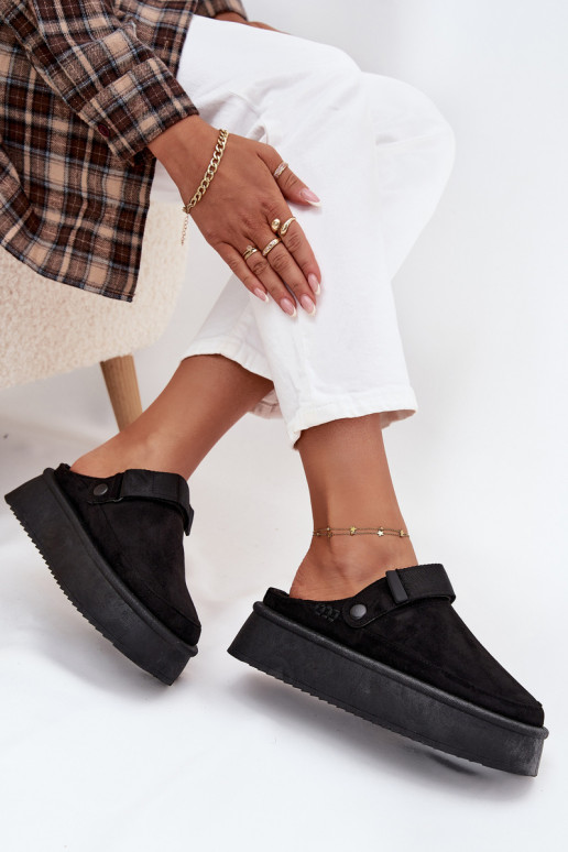 Schneestiefel Feminin mit einer Plattformmit Klebeverschlussem schZuarze Farbe Jorielle