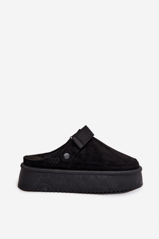 Schneestiefel Feminin mit einer Plattformmit Klebeverschlussem schZuarze Farbe Jorielle