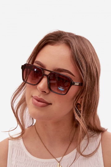 Sonnenbrille Feminin Ze goldene Farbem Detalem braune Farbe 2