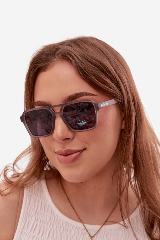 Sonnenbrille Feminin Ze Silberfarbem Detalem graue Farbe