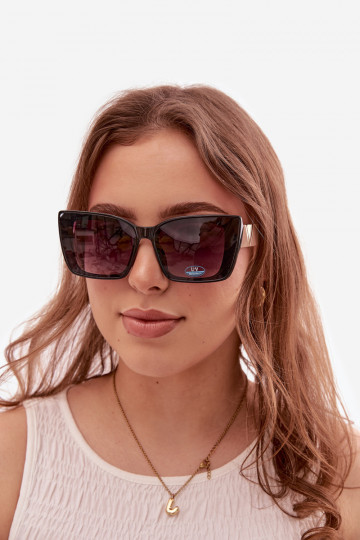 Sonnenbrille Feminin Katzenauge SchZuarz und-Beige 2