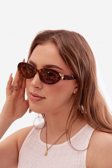 Damen Sonnenbrille mit künstlichen Perlen in brauner Farbe 2