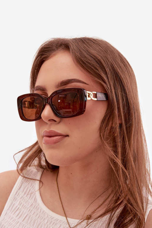 Sonnenbrille Feminin Ze goldene Farbem Detalem braune Farbe