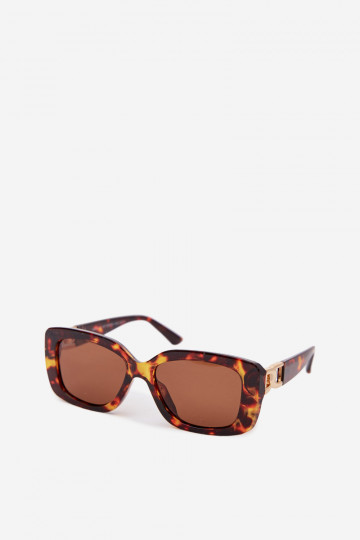 Damen Sonnenbrille mit goldenen Details in brauner Farbe