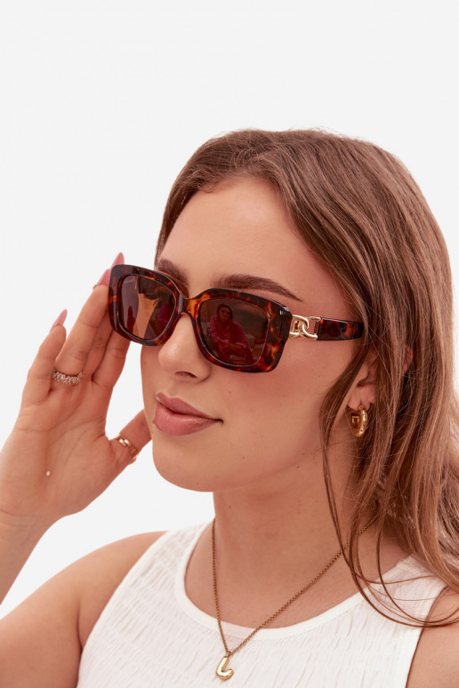 Sonnenbrille Feminin Ze goldene Farbem Detalem braune Farbe