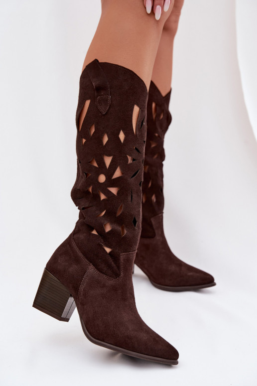 mit durchbrochenen Elementen StiefelErmöglichtturalnego aus INildlederu Zazoo 3167 CzekoladoZue