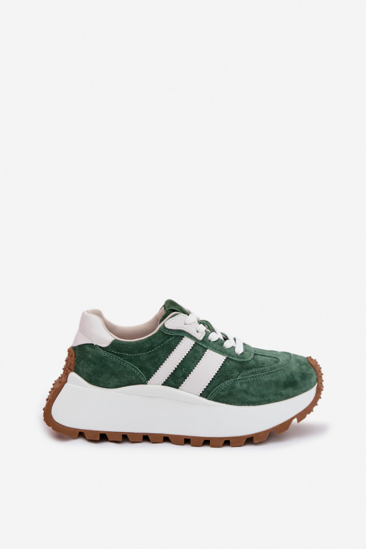 Sneakers Stilvollllschuhe aus INildleder mit einer Plattform D&A GR61-5986 grüne Farbe