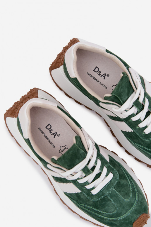 Sneakers Stilvollllschuhe aus INildleder mit einer Plattform D&A GR61-5986 grüne Farbe
