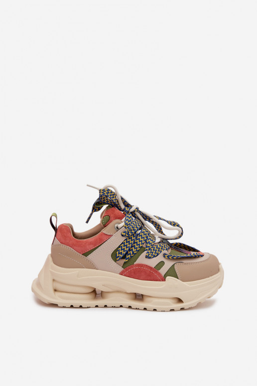 Haut Sneakers Stilvollllschuhe Feminin mit einer Plattform D&A CR61-3133 Beige