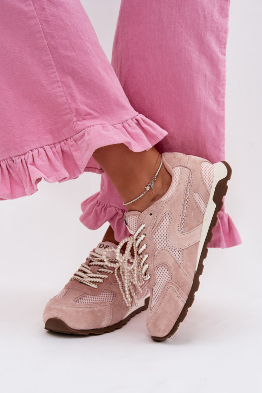 Haut aus INildleder Sneakers Stilvollllschuhe Feminin MK61-0705 pinke Farbe