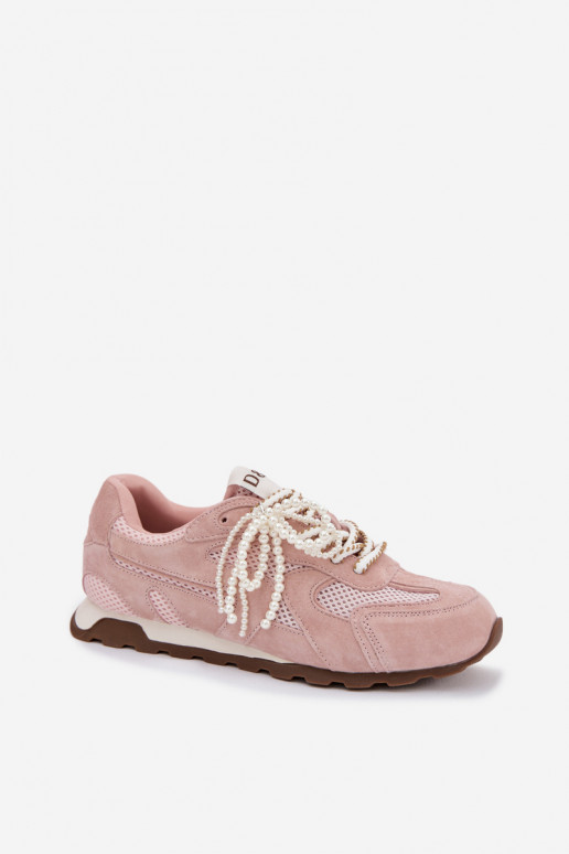 Haut aus INildleder Sneakers Stilvollllschuhe Feminin MK61-0705 pinke Farbe