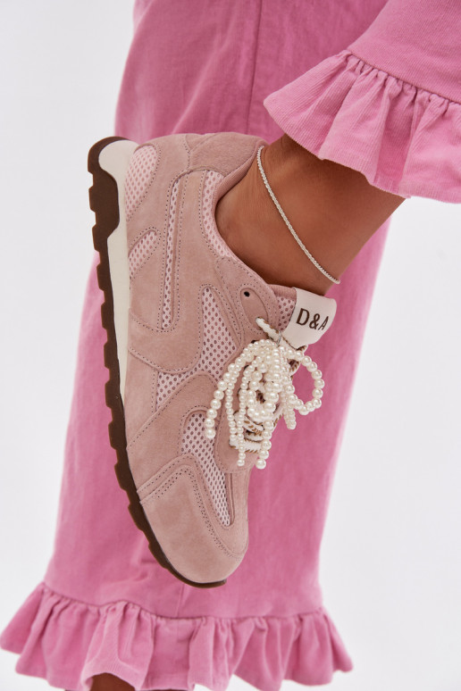 Haut aus INildleder Sneakers Stilvollllschuhe Feminin MK61-0705 pinke Farbe