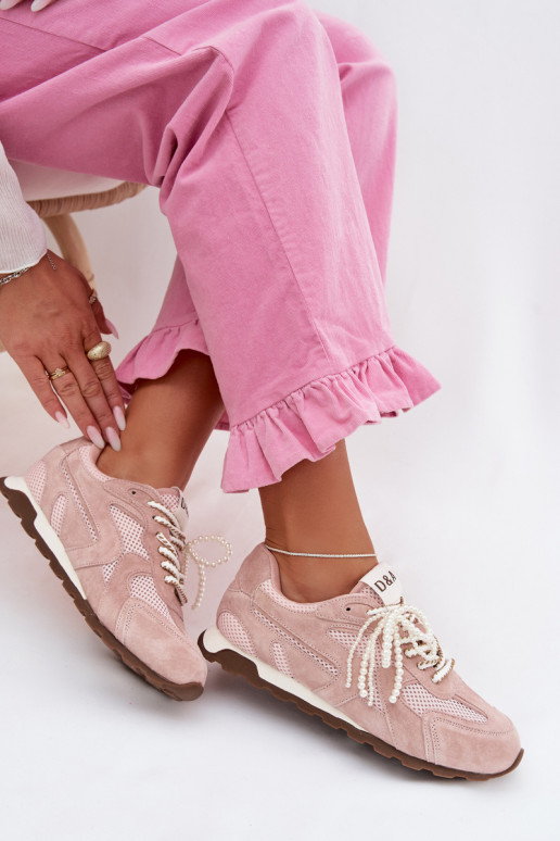 Haut aus INildleder Sneakers Stilvollllschuhe Feminin MK61-0705 pinke Farbe