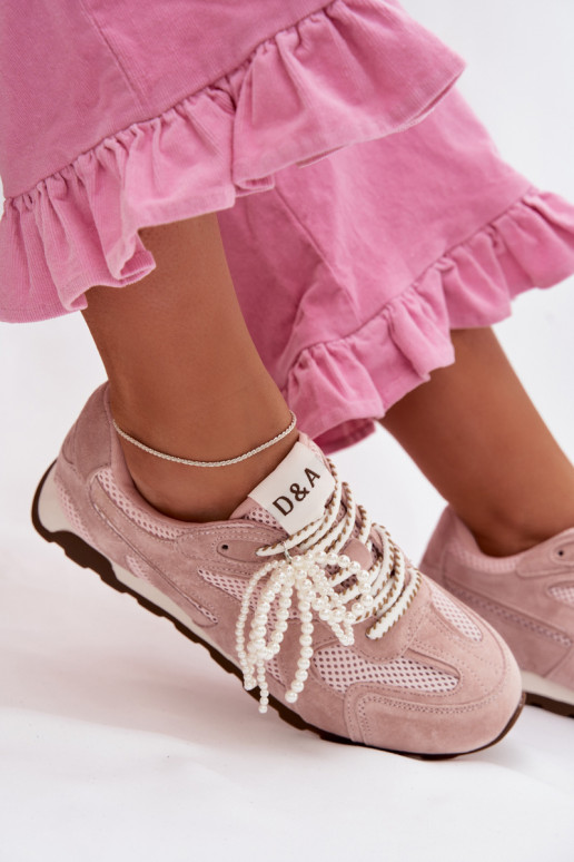 Haut aus INildleder Sneakers Stilvollllschuhe Feminin MK61-0705 pinke Farbe