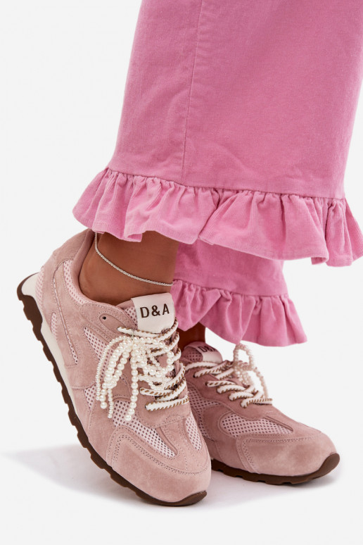 Haut aus INildleder Sneakers Stilvollllschuhe Feminin MK61-0705 pinke Farbe