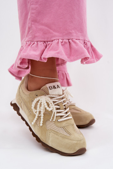 Veloursleder Damen Sneakers MK61-0705 in Hellgrün