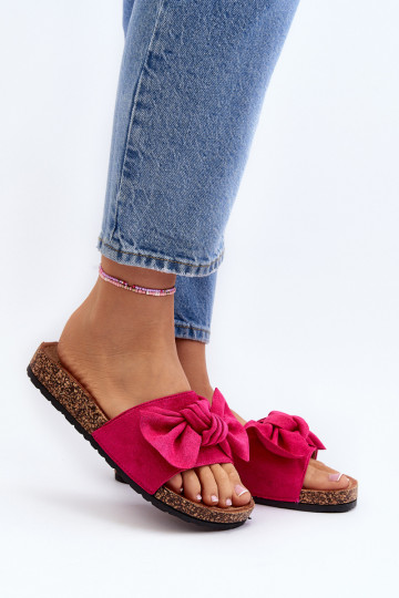 Feminin Hausschuhemit Bändern pinke Farbe Ezephira 2