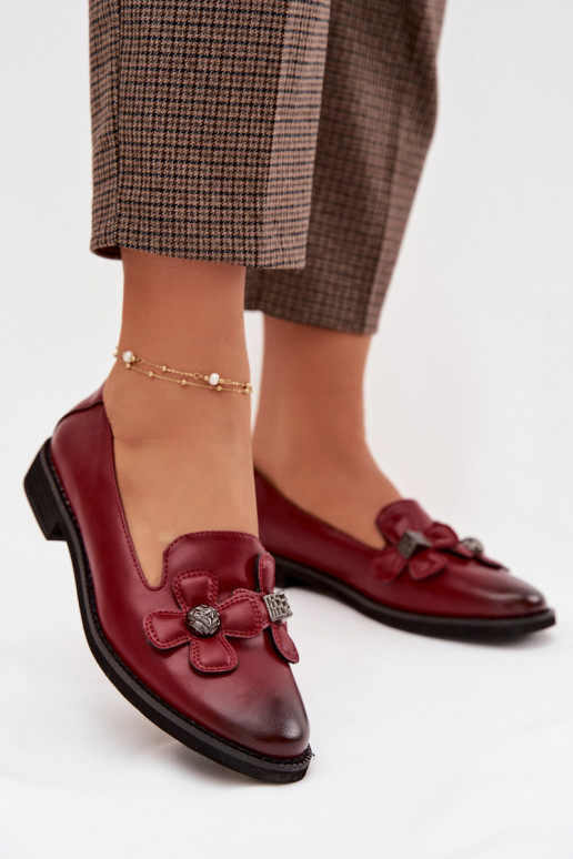Schuhe Feminin mit breiten Absätzen Mit Dekorationeni mit floralen Motivenami Burgund Tavillette