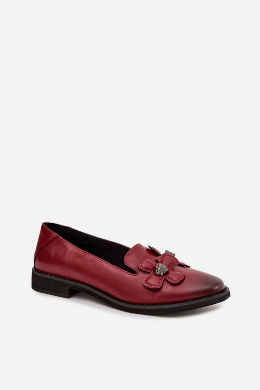 Schuhe Feminin mit breiten Absätzen Mit Dekorationeni mit floralen Motivenami Burgund Tavillette
