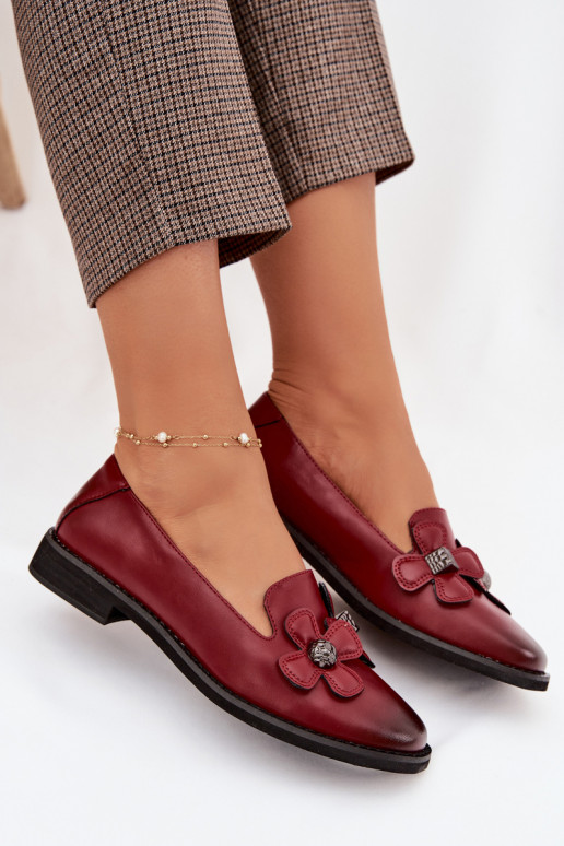 Schuhe Feminin mit breiten Absätzen Mit Dekorationeni mit floralen Motivenami Burgund Tavillette