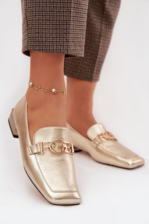 Haut Mokassins für Damen Mit Dekorationen Detalem D&A CR61-3125 goldene Farbe