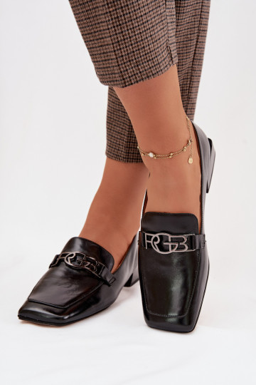 Leder Damen Mokassins mit dekorativen Details D&A CR61-3125 schwarz 2