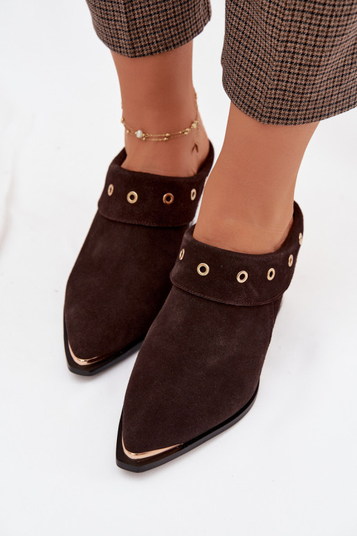 INildlederpantoffeln CoZuboy-Stil Feminin mit Absätzen D&A CR61-3059 CzekoladoZue