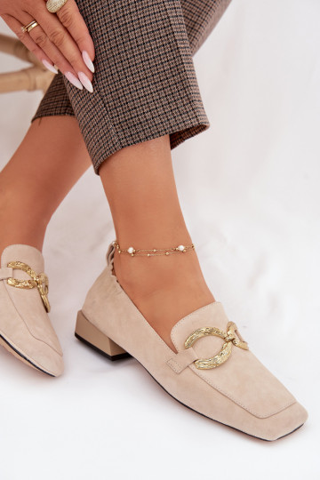 Mokassins für DamenErmöglichtturalnego aus INildlederu goldene Farbe Detal D&A CR61-3115 Beige