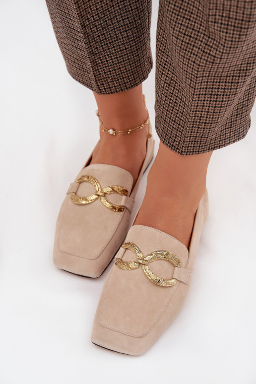 Mokassins für DamenErmöglichtturalnego aus INildlederu goldene Farbe Detal D&A CR61-3115 Beige