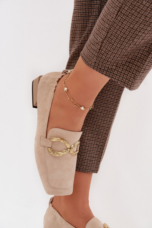 Mokassins für DamenErmöglichtturalnego aus INildlederu goldene Farbe Detal D&A CR61-3115 Beige