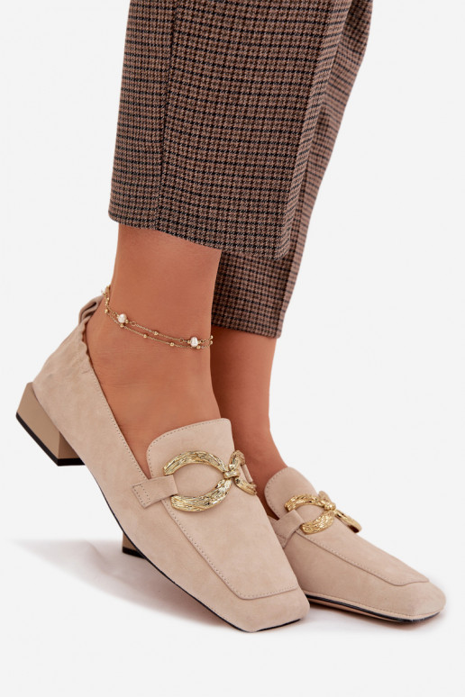 Mokassins für DamenErmöglichtturalnego aus INildlederu goldene Farbe Detal D&A CR61-3115 Beige