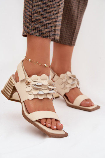 Leder High Heels Sandalen D&A CR61-3062 sandfarben 2
