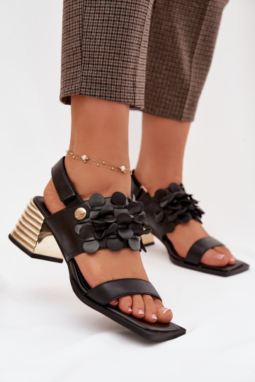 Leder High Heels Sandalen D&A CR61-3062 schwarz 2