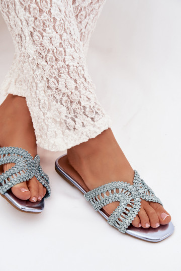 Damen flache Pantoletten in blau Fariella