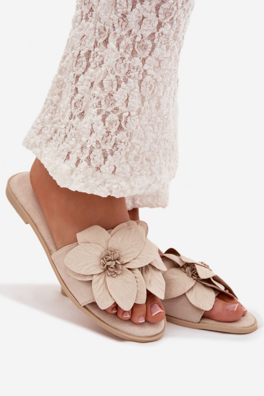 gleichschenklig Damenhausschuhe Mit Dekorationeni mit floralen Motivenami elfenbeinfarbe Elzoria