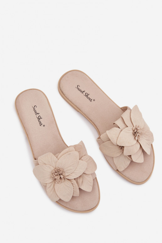 gleichschenklig Damenhausschuhe Mit Dekorationeni mit floralen Motivenami elfenbeinfarbe Elzoria