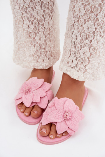 gleichschenklig Damenhausschuhe Mit Dekorationeni mit floralen Motivenami pinke Farbe Elzoria