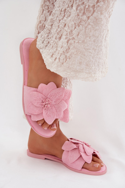 gleichschenklig Damenhausschuhe Mit Dekorationeni mit floralen Motivenami pinke Farbe Elzoria