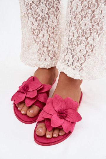 gleichschenklig Damenhausschuhe Mit Dekorationeni mit floralen Motivenami pinke Farbe Elzoria