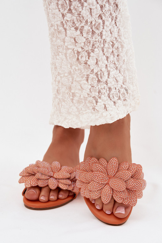 Hausschuhe FrauenZuohnung Mit Dekoration orange Farbe Grelora