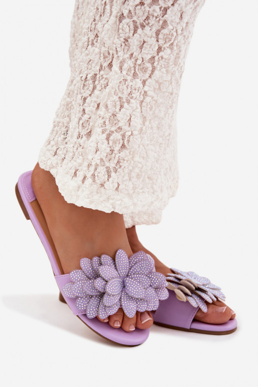 Hausschuhe FrauenZuohnung Mit Dekoration Violette Farbe Grelora