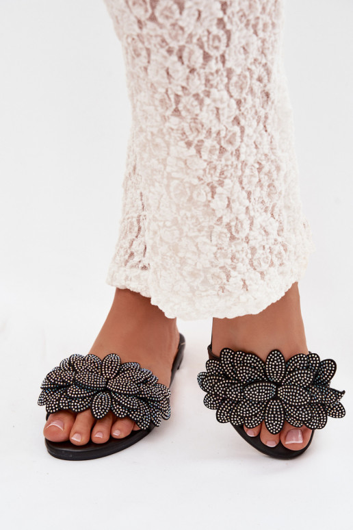 Hausschuhe FrauenZuohnung Mit Dekoration schZuarze Farbe Grelora