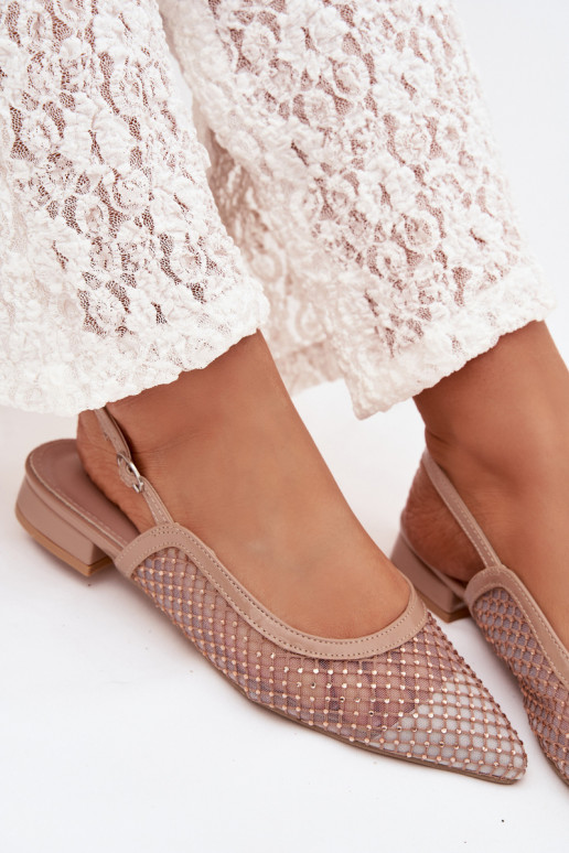 Netz Ballerinas mit offener Ferse Beige Pyvona