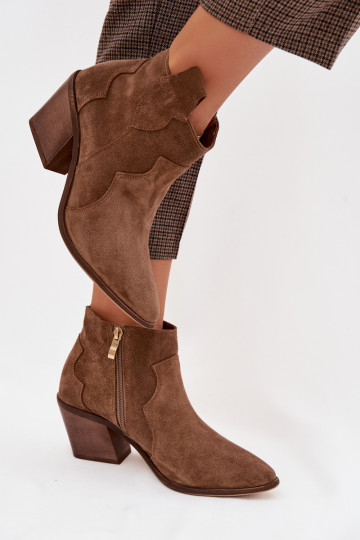 Cowboystiefel aus echtem Wildleder Zazoo 3153 in Chaki-Farbe