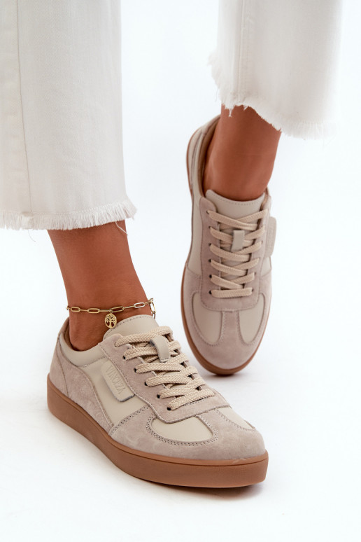 Haut aus INildleder Sneakers Stilvollllschuhe Feminin Vinceza 7933 graue Farbe